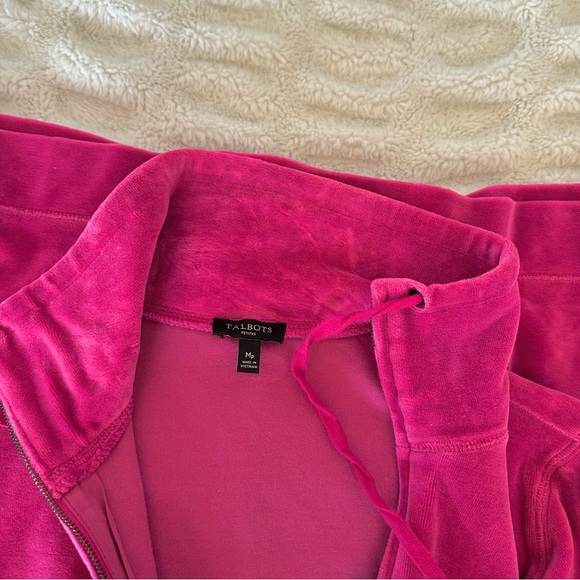 TALBOTS Rose Pink Soft Velvet Feel Velour Long Sleeve Light Jacket Size Mp - Picture 8 of 9